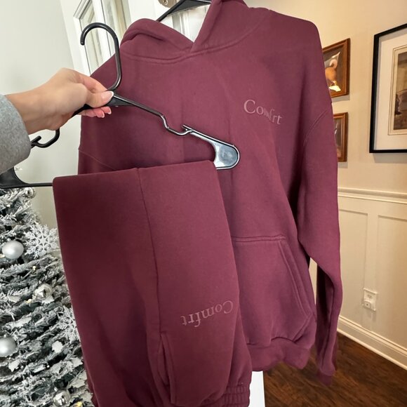 Comfrt Sweat Set Minimalist Bundle XS Hoodie & S Sweatpants (2pc) Maroon - Picture 5 of 5